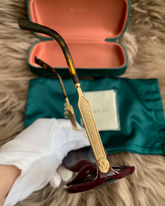 Gucci Burgundy/Black GG00765 Butterfly Sunglasses