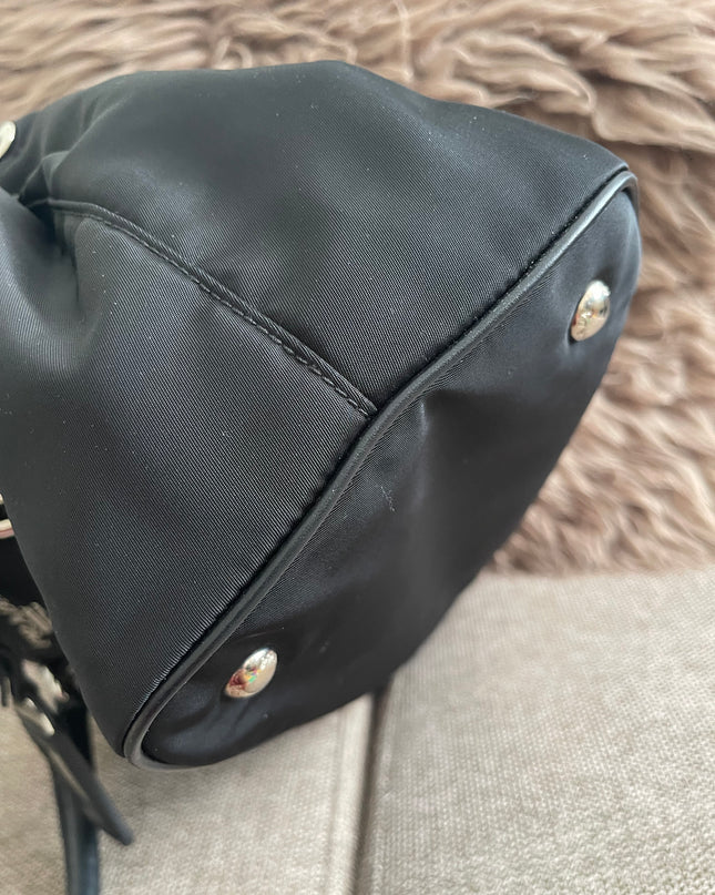 Preloved Authentic Prada Tessuto Nylon Tote Bag Black with Crossbody Strap