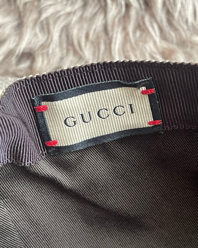 Preloved Authentic Gucci GG Canvas Baseball Cap with Web Stripe — Beige/Brown Monogram