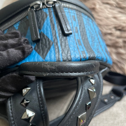 Preloved Authentic MCM Stark Backpack in Blue Black Visetos