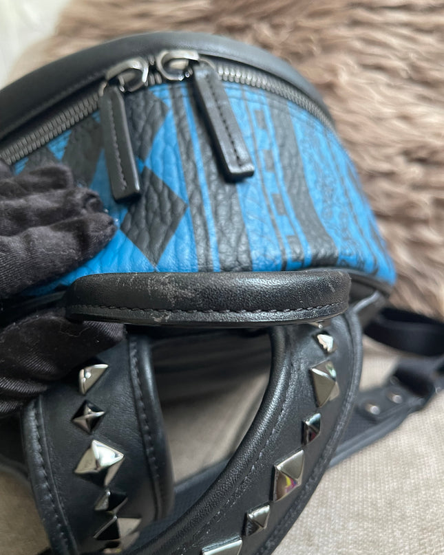Preloved Authentic MCM Stark Backpack in Blue Black Visetos