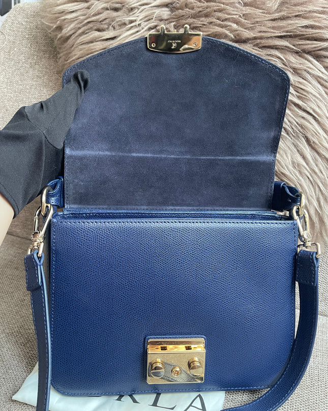 Preloved Authentic Furla Metropolis Small Shoulder Bag Navy Blue
