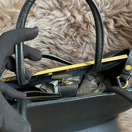 Preloved Fendi 2 Jours Bag Medium in Black w/initial