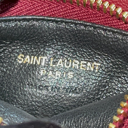 Preloved Authentic Saint Laurent Monogram Zipped Card Case — Burgundy