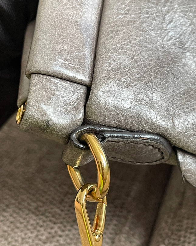 Preloved Autehntic Miu Miu Ruffle Crossbody Bag – Taupe