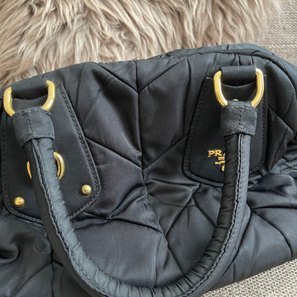 Preloved Authentic Prada Quilted Nylon Tessuto Bomber Bag – Black