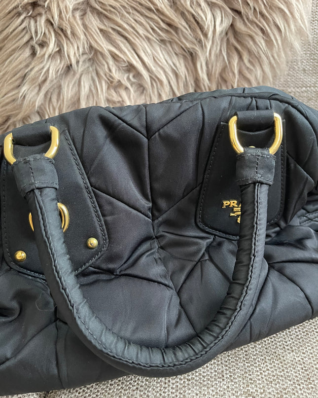 Preloved Authentic Prada Quilted Nylon Tessuto Bomber Bag – Black