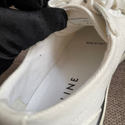 Preloved Authentic Celine Alan Sneaker with Triomphe in Canvas Off-White