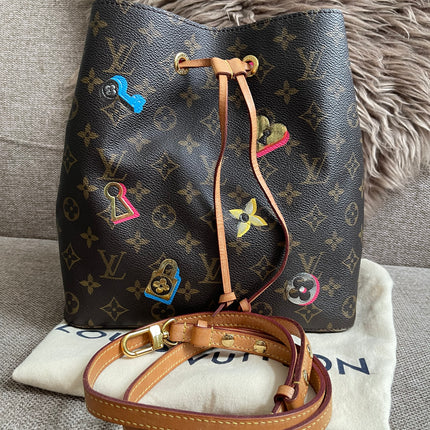 Preloved Authentic Louis Vuitton NéoNoé BB — Monogram Love Lock (Limited Edition)