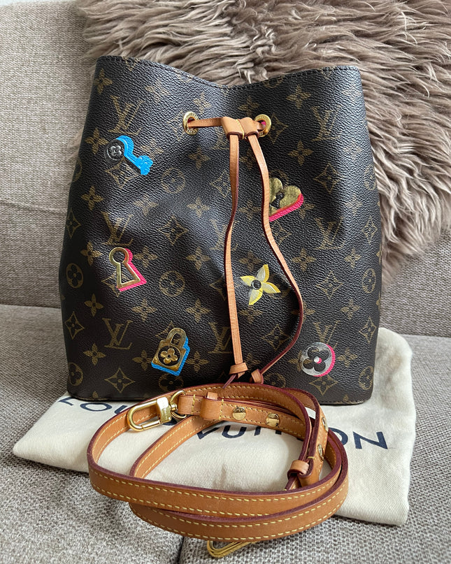 Preloved Authentic Louis Vuitton NéoNoé BB — Monogram Love Lock (Limited Edition)