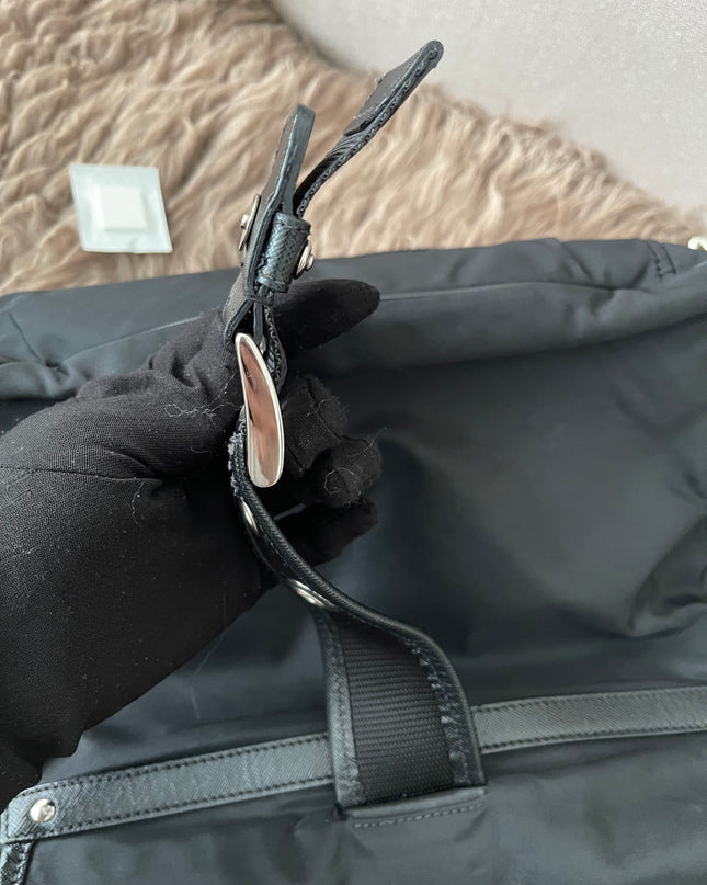Preloved Authentic  Prada Tessuto Nylon and Saffiano Leather Messenger Bag