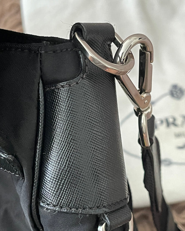 Preloved Authentic  Prada Tessuto Nylon and Saffiano Leather Messenger Bag