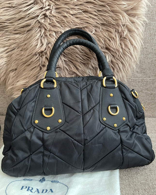Preloved Authentic Prada Quilted Nylon Tessuto Bomber Bag – Black