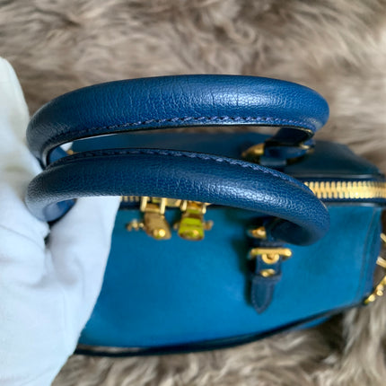 Miu Miu Two Tone Blue Madras Leather Doctor Satchel