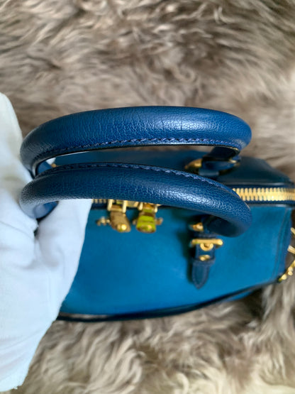 Miu Miu Two Tone Blue Madras Leather Doctor Satchel