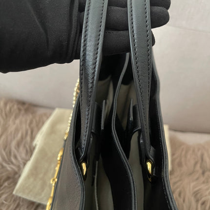 Preloved Authentic Rank A Gucci Horsebit 1955 tote bag in black leather