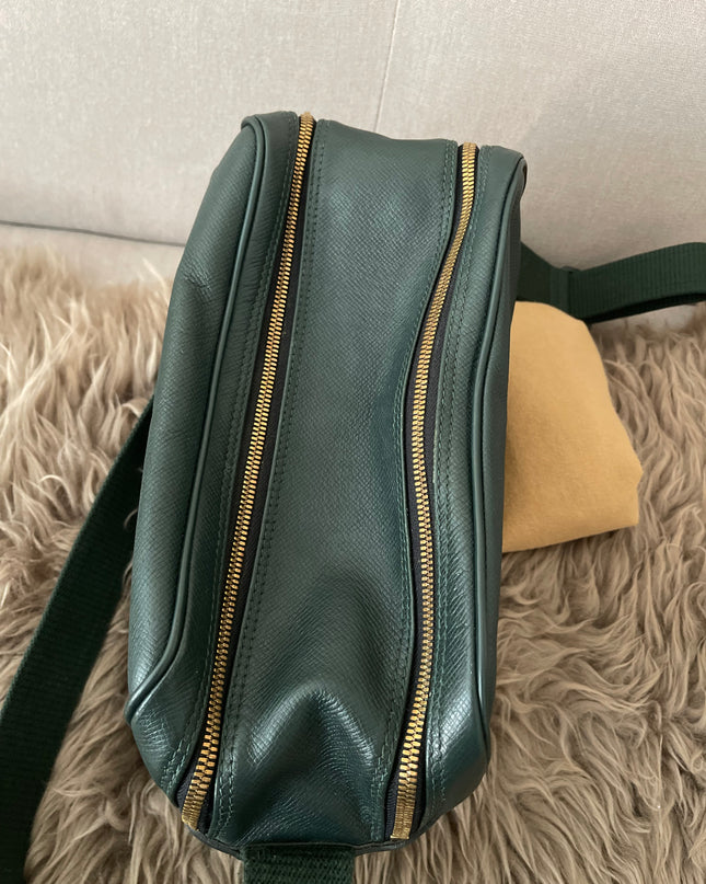 Preloved Authentic Louis Vuitton Green Taiga Leather Reporter PM Messenger Bag