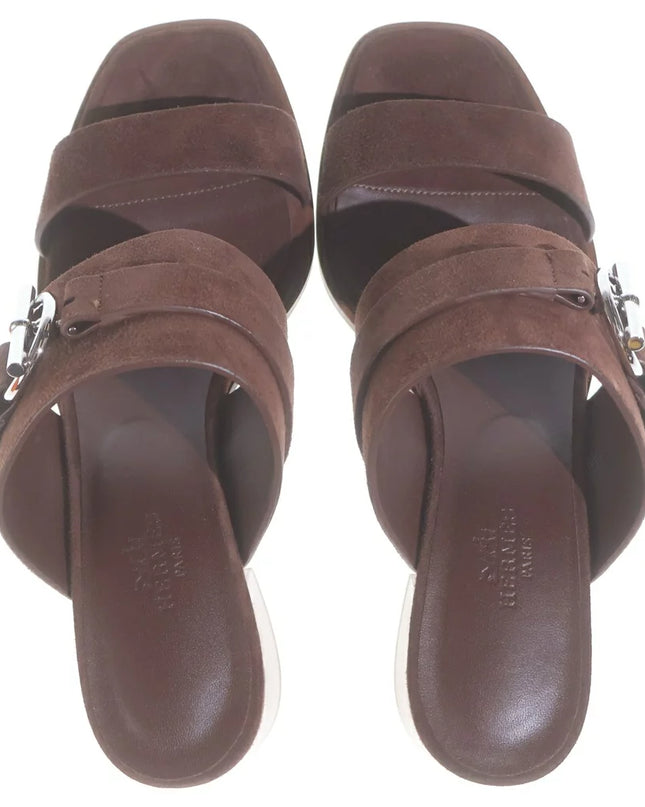 Preloved Authentic Hermes Kute60 Platform Sandals Brown