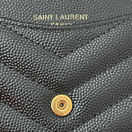 Preloved Authentic SAINT LAURENT Fragments zipped card case with flap