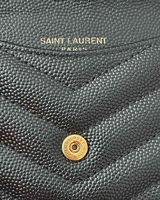 Preloved Authentic SAINT LAURENT Fragments zipped card case with flap