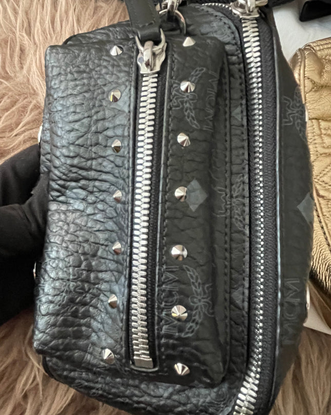 Preloved Authentic MCM Trey Mixed Media Triple-Pouch Convertible Sling