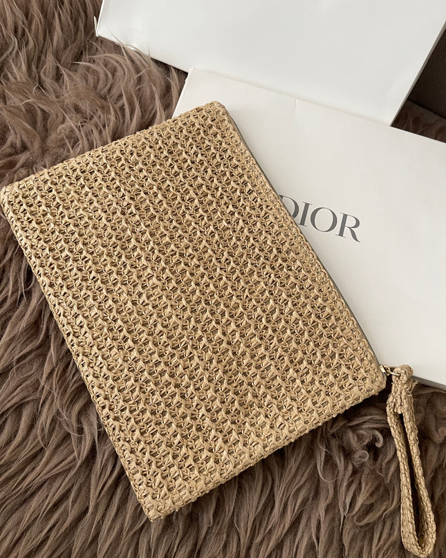 Preloved Authentic Dior Beauty Raffia Pouch