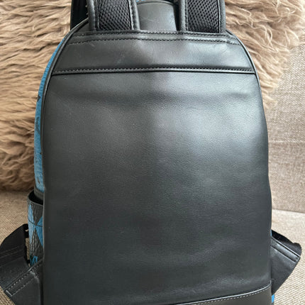 Preloved Authentic MCM Stark Backpack in Blue Black Visetos