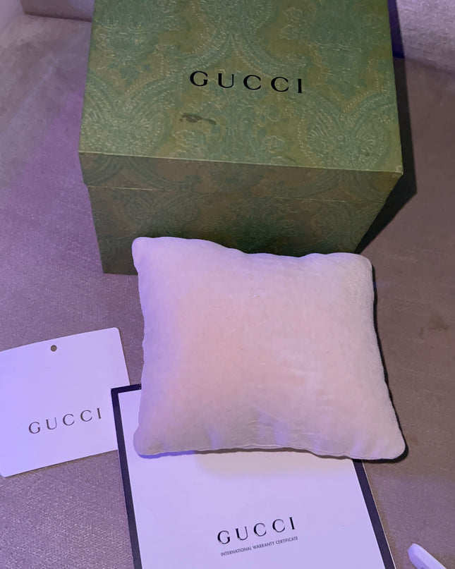 Preloved Authentic Gucci SYNC Watch - White Strap, Green and Red Web Stripe