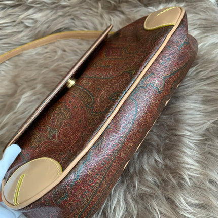 Etro Multicolor Paisley Coated Canvas and Leather Flap Crossbody Bag