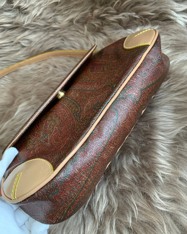 Etro Multicolor Paisley Coated Canvas and Leather Flap Crossbody Bag