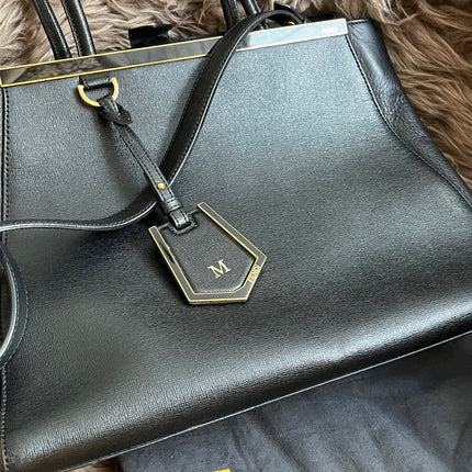 Preloved Fendi 2 Jours Bag Medium in Black w/initial