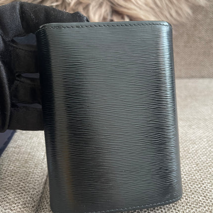 Preloved Authentic Prada Vitello Move Triangle Logo Trifold Wallet – Black