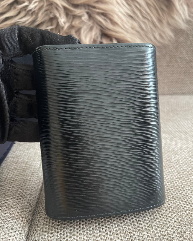 Preloved Authentic Prada Vitello Move Triangle Logo Trifold Wallet – Black
