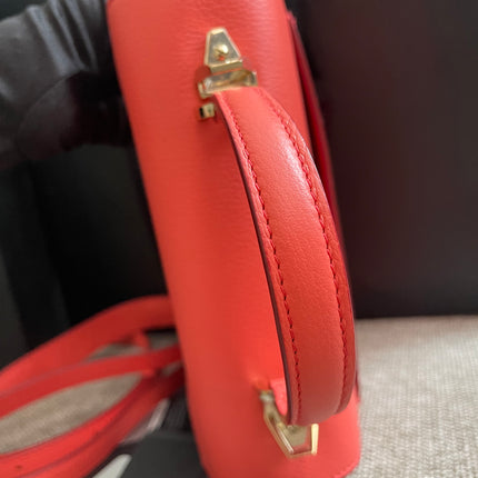 Preloved Authentic MCM Patricia Top Handle Bag – Fiesta Red with Cognac Visetos Panel