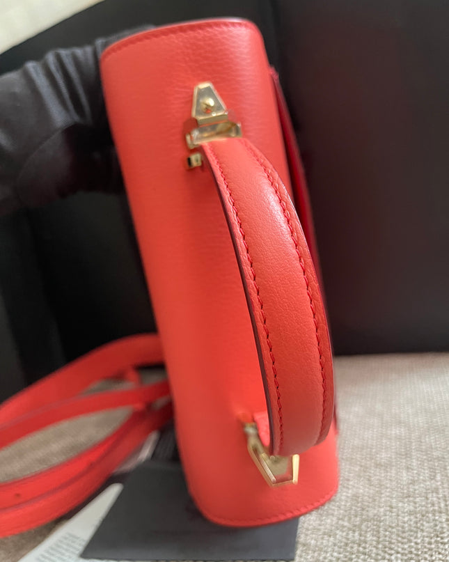 Preloved Authentic MCM Patricia Top Handle Bag – Fiesta Red with Cognac Visetos Panel