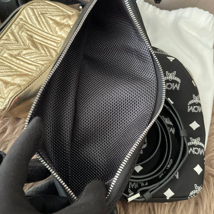 Preloved Authentic MCM Trey Mixed Media Triple-Pouch Convertible Sling