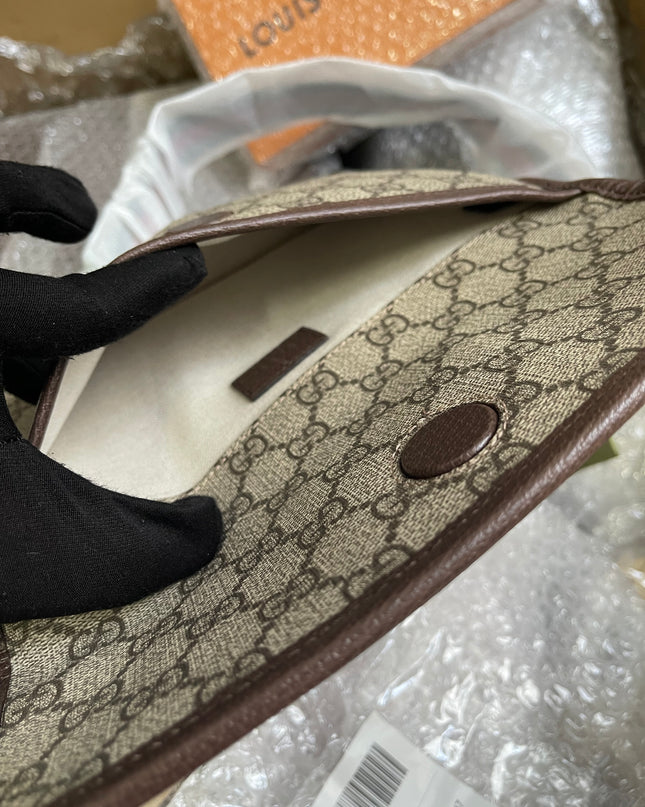 Preloved Gucci Brown GG Supreme Canvas and Leather Neo Vintage Web Belt Bag
