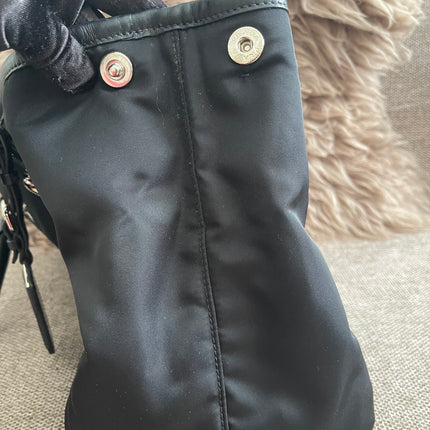 Preloved Authentic Prada Tessuto Nylon Tote Bag Black with Crossbody Strap