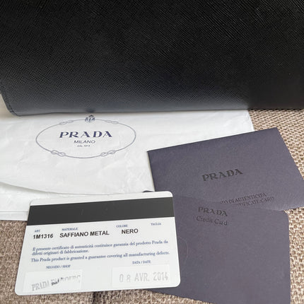 Preloved Authentic Prada Organizer Wallet — Saffiano Leather