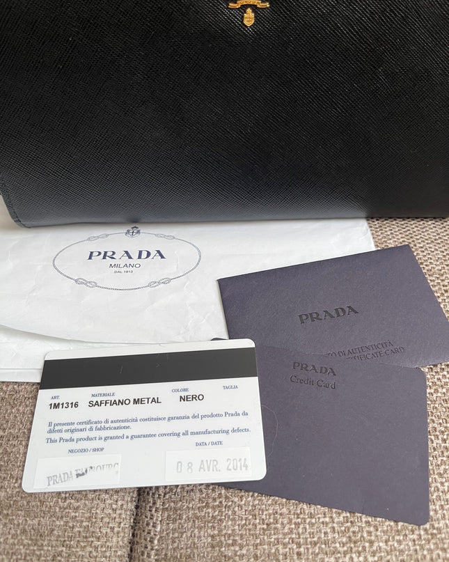 Preloved Authentic Prada Organizer Wallet — Saffiano Leather