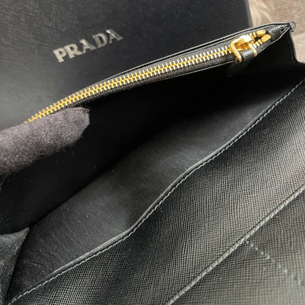 Preloved Authentic Prada Organizer Wallet — Saffiano Leather