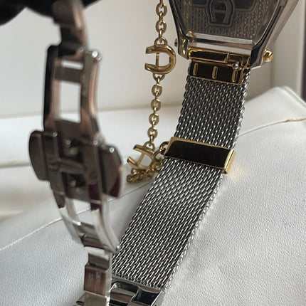 Preloved Authentic Aigner Pavia Ladies Watch - Two-Tone Stainless Steel, Mesh Bracelet