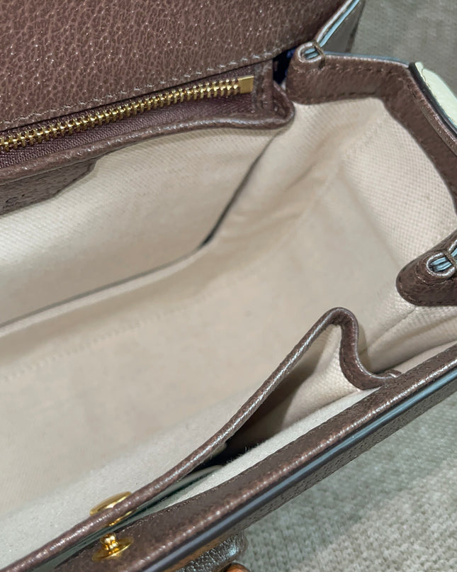 Preloved Authentic Gucci GG Supreme Canvas Leather and Python Medium Bamboo 1947 Top Handle Bag