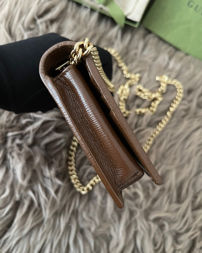 Preloved Authentic Gucci Horsebit 1955 Wallet with Chain in GG Supreme canvas
