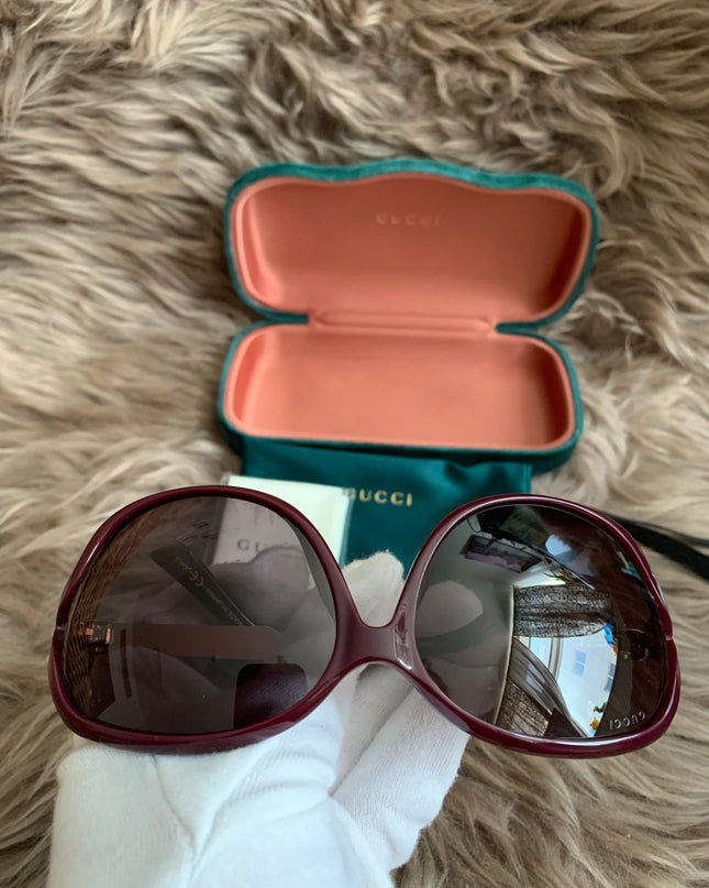 Gucci Burgundy/Black GG00765 Butterfly Sunglasses
