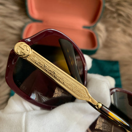 Gucci Burgundy/Black GG00765 Butterfly Sunglasses