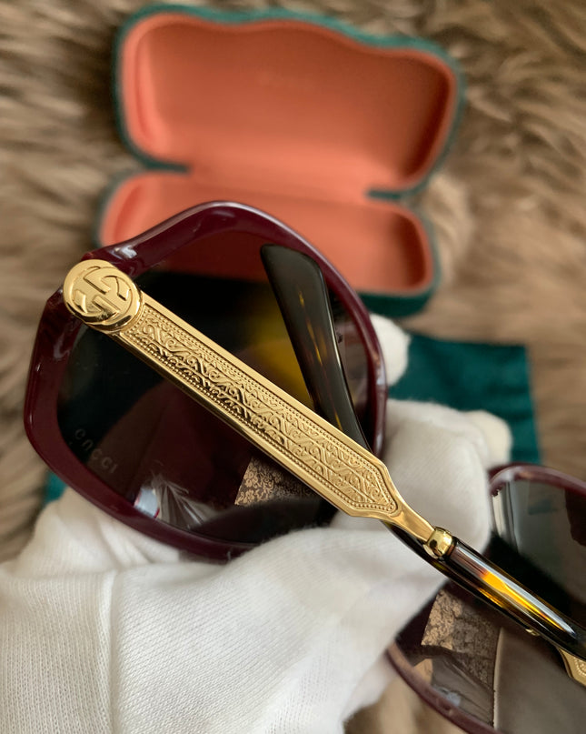 Gucci Burgundy/Black GG00765 Butterfly Sunglasses
