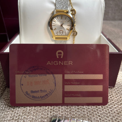 Preloved Authentic Aigner Pavia Ladies Watch - Two-Tone Stainless Steel, Mesh Bracelet