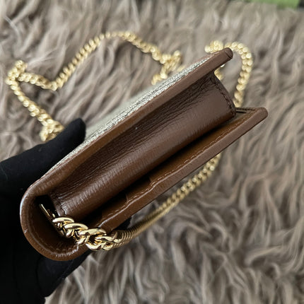 Preloved Authentic Gucci Horsebit 1955 Wallet with Chain in GG Supreme canvas