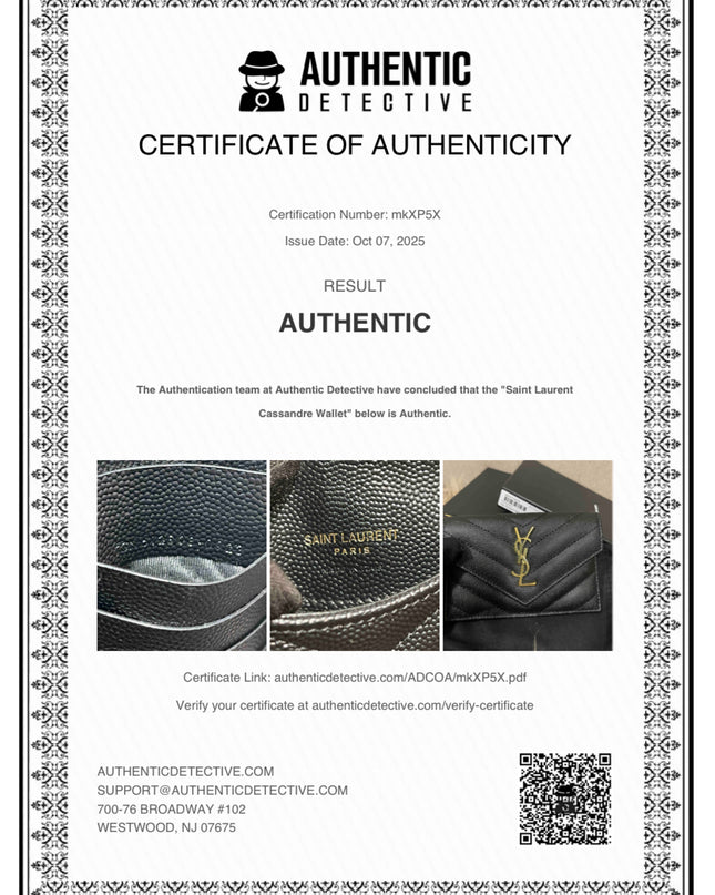 Preloved Authentic SAINT LAURENT Fragments zipped card case with flap